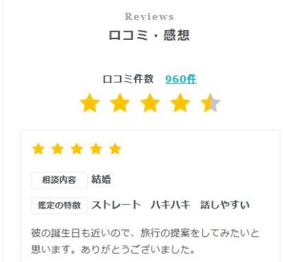 SATORI電話占い 口コミ投稿画面